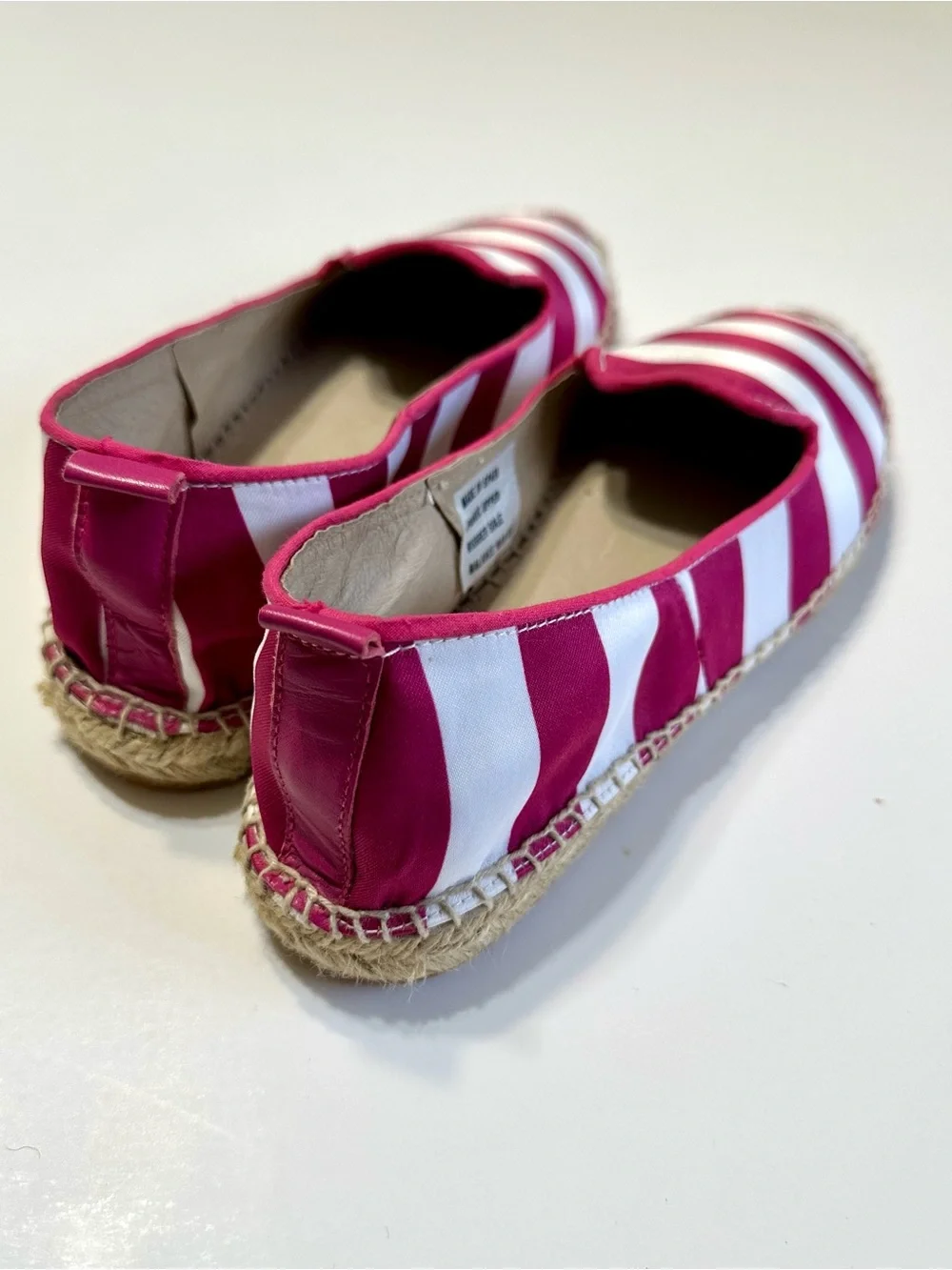 CHIO Striped fuchsia and White Espadrille Flats.
